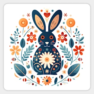 Scandinavian Folk Art Bunny Magnet